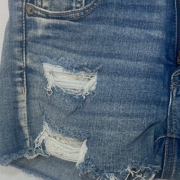 American Eagle Distressed Denim Shorts Size 0 Blue Next Level Stretch Cutoffs - Picture 5 of 14